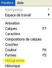 menu histogramme